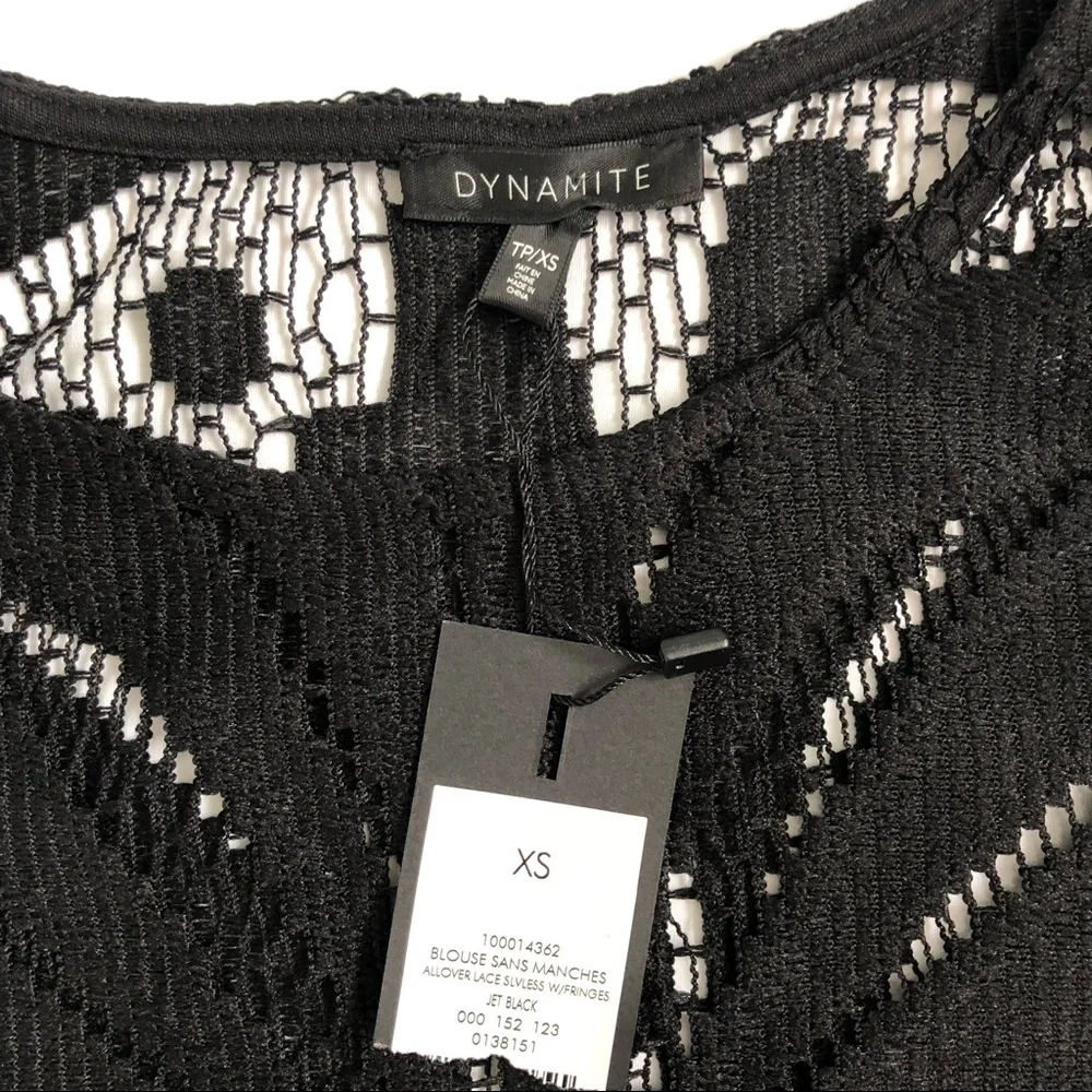 Dynamite woman’s festival black lace fringe crop top brand new with tag size XS - Picture 6 of 12
